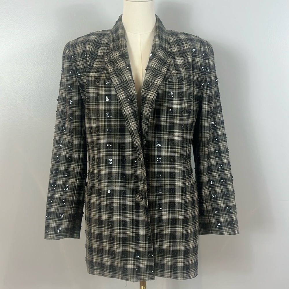 Eleanor P Brenner Wool Plaid Blazer